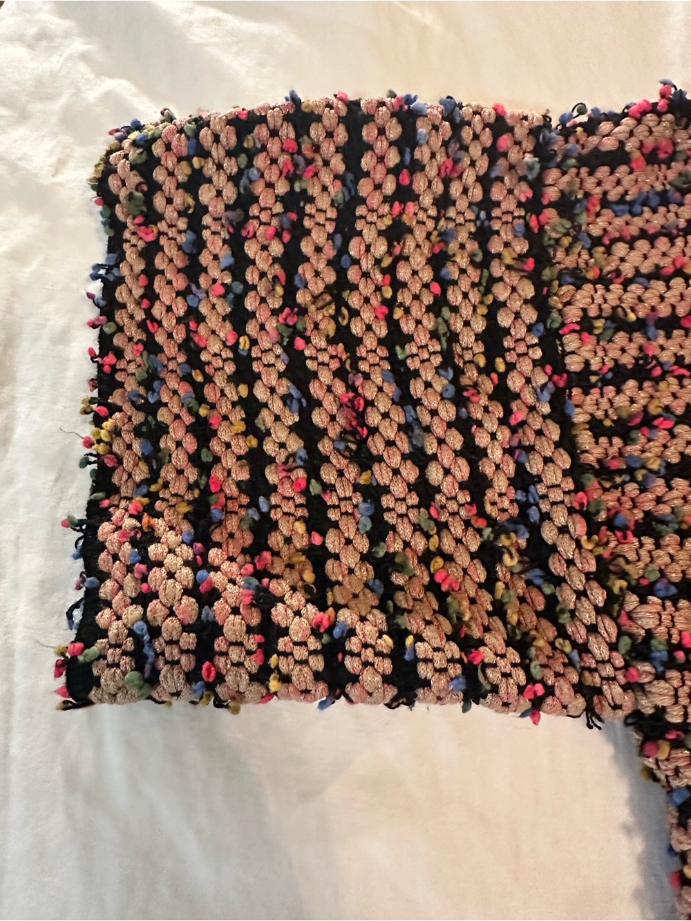 ETRO Boucle Knit Fringe Cardigan Sweater Small Multicolor Tweed Italy Boho Luxe - Picture 6 of 14